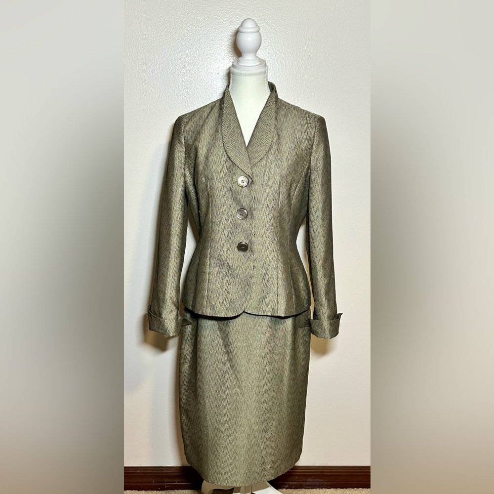 Le Suit Tan/Black Shimmer Skirt Set